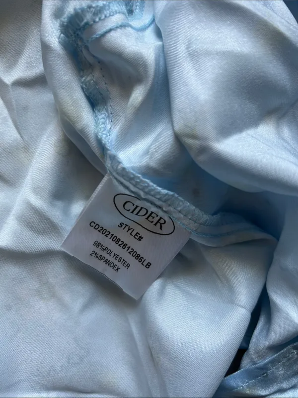 Cider Pale Blue Wrap Blouse with Tie Waist - Image 3