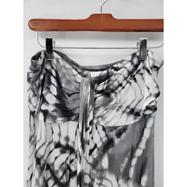 Hula Honey Womens Dress Medium Gray White Tie Dye Strapless Maxi Summer Beach - Image 6