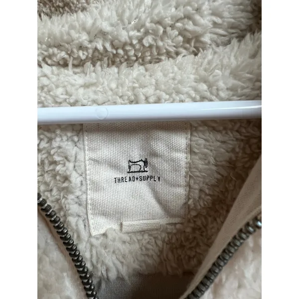 Thread & Supply Quarter Zip Sherpa Pullover Forest Pattern Small - Image 2