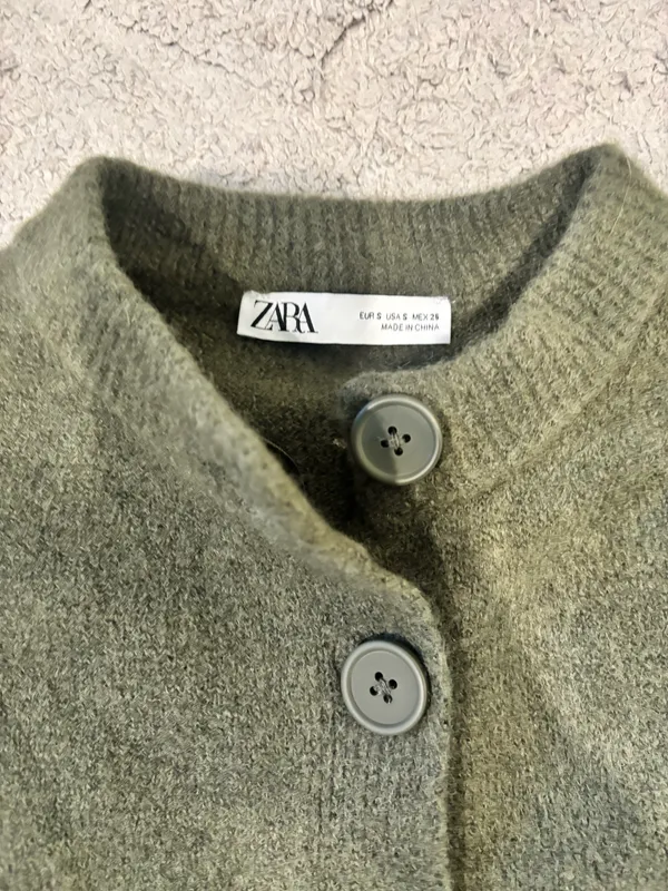 Olive Green ZARA Sweater Knit Cardigan - Image 2