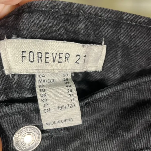 Forever 21 Women‎ Cargo Jeans Black Size 28 High Rise Wide Leg Denim Pants Baggy - Image 3