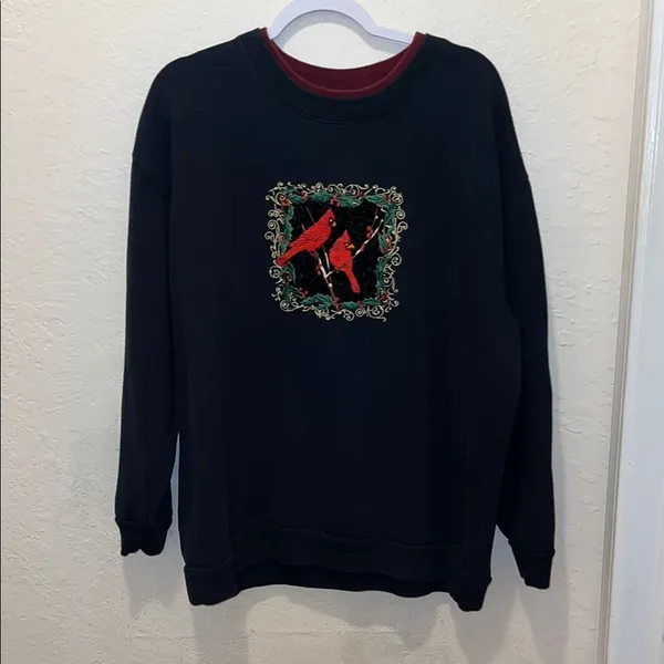 Vintage Embroidered Cardinal Grandma Sweater - Image 2