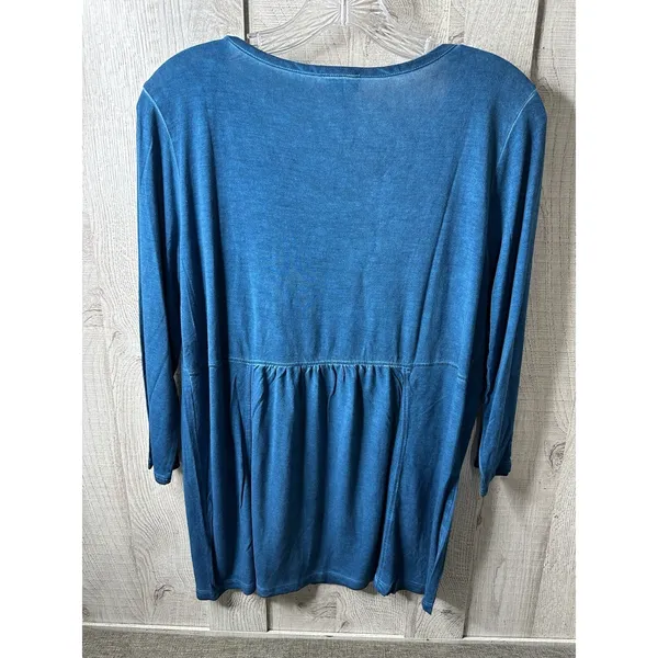 Adrian Dilafield Shirt Womens Size Small Dark Teal Western Tunic Studs Lace - Image 2
