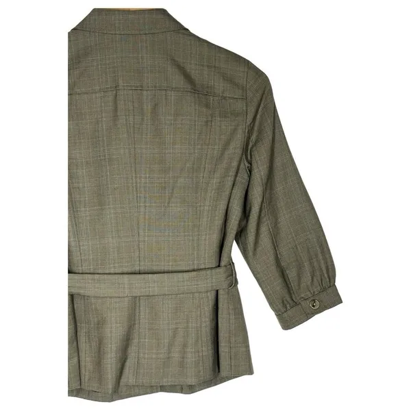 Banana Republic Blazer Womens 4 Wool Belted 3 Button 3/4 Sleeve Career Brown - Image 7