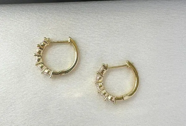 CZ Cubic Zirconia Gold Hoop Earrings for Women - Image 3