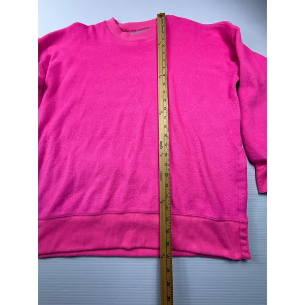 Aerie Women Neon Pink Oversized Side Slit Crewneck Sweatshirt Small S‎ Pullover - Image 2