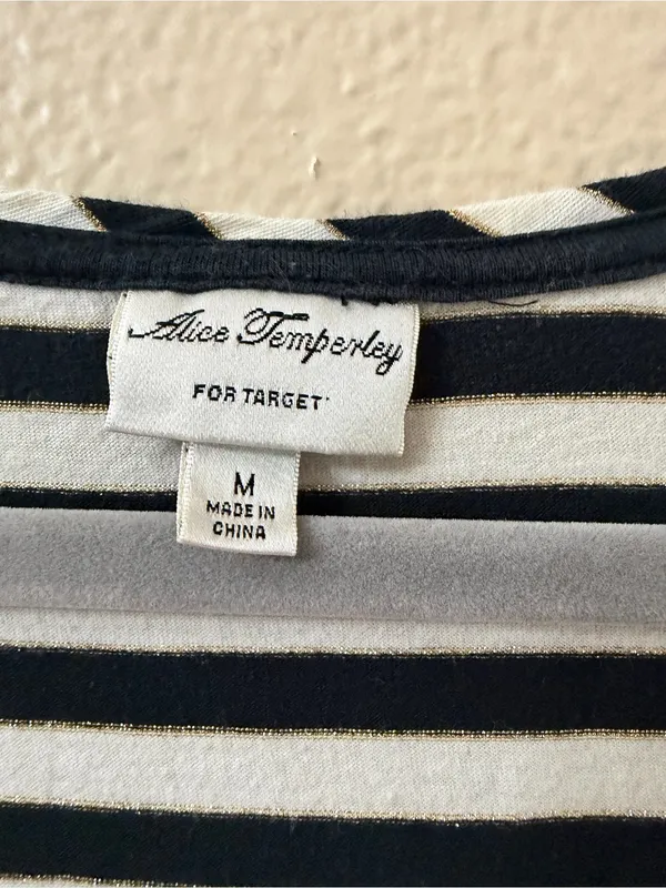 Alice Temperley for Target Striped Long Sleeve Top Black White Scoop Neck M - Image 5