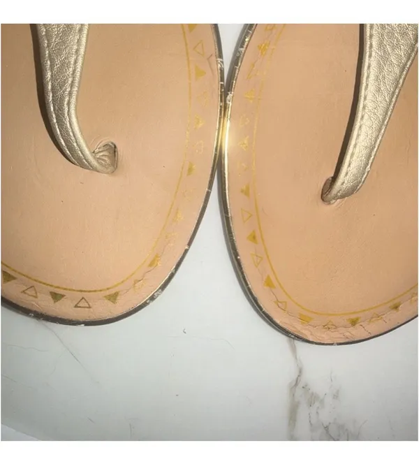 Sam & Libby Gold Synthetic Buckle Strap Flat Sandals Solid Casual Womens 8.5 - Image 9