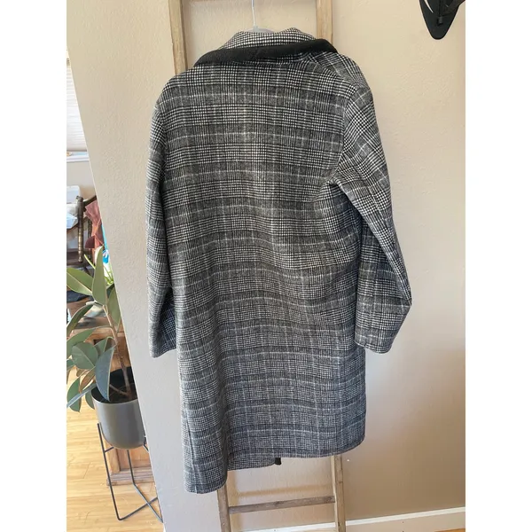 Bernardo Plaid | Houndstooth Wool Trench Coat Womens M - Image 9