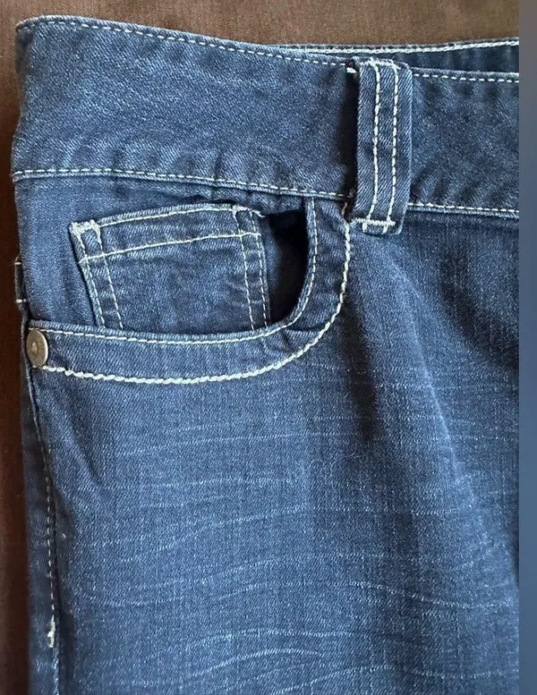 Guess Los Angeles Wide Leg Dark Low Waist Blue Jeans Sz 29 - Image 5