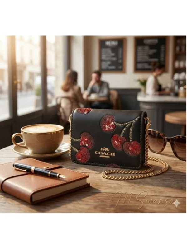 NEW Coach Mini Chain Wallet With Cherry Print CDE98 NWT - Image 2
