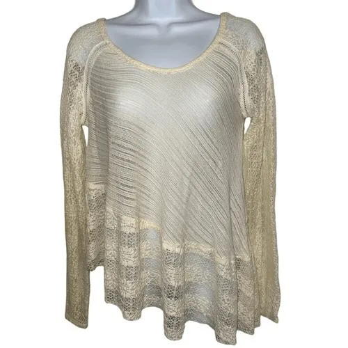 FREE PEOPLE‎ Gorgeous Ivory Crochet Lace Asymmetrical Top EUC Size XS - Image 2
