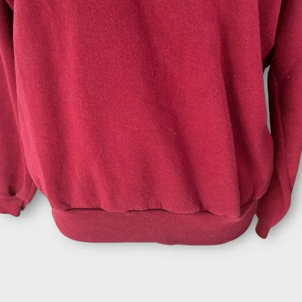 Vintage 90s Cat 3/4 zip Sweatshirt Women's Large L Red Grandmacore Top Stitch - Image 6