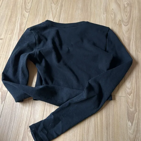 Zara Black Long Sleeve Crop Top - Image 4
