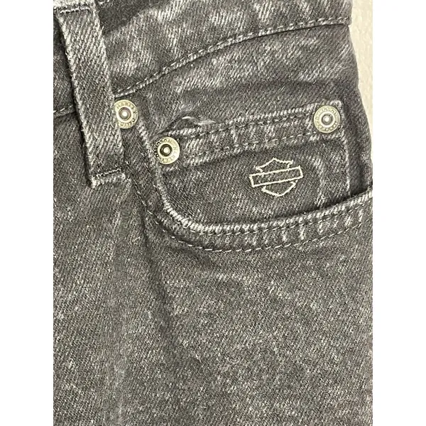 Harley-Davidson Straight Leg Jeans Womens 6P Black Denim Bar & Shield Logo - Image 3