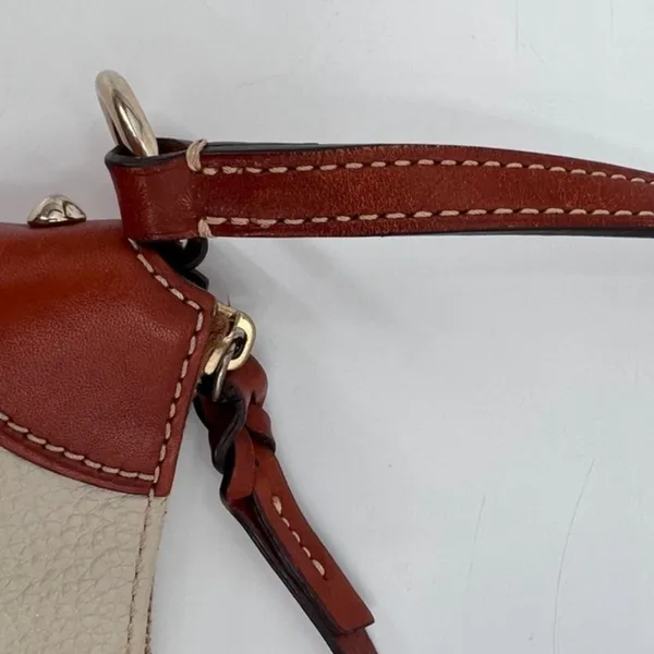 Dooney & Bourke Pebble Grain Leather Shoulder Bag Cream Tan Hobo Purse - Image 7