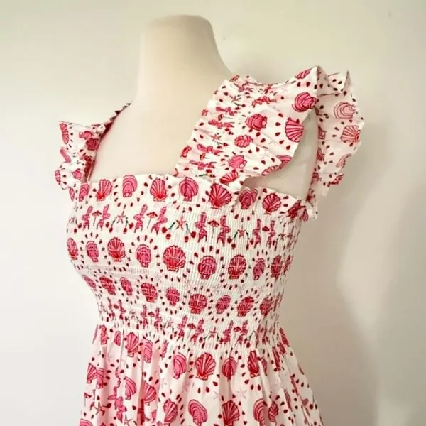 Hill House Limited Edition The Ellie Nap Dress Mermaid Shell Print Midi Sz XS - Image 4