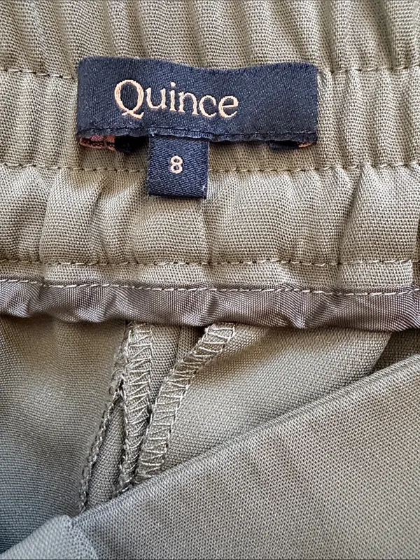 Quince Stretch Crepe Ankle Pants Size 8 Olive Green Pull On Work Pants - Image 4