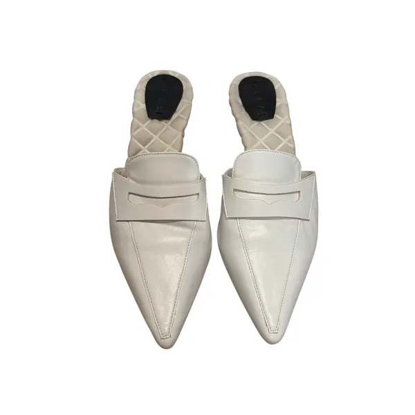 AERA Solid Leather Mule Loafers Pointed Toe Dress Casual White Womens EU 36 US 6 - Image 2