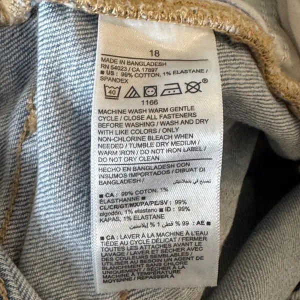 Old Navy Higher High-Rise Flare Jeans Light‎ Wash Raw Hem Cotton Stretch 18 Y2K - Image 3