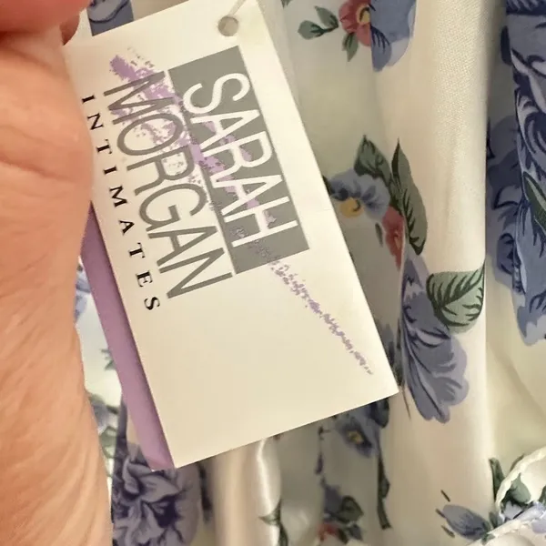 Vintage Sarah Morgan Satin Maxi Nightgown‎ Womens M Cottagecore Floral Granny - Image 9