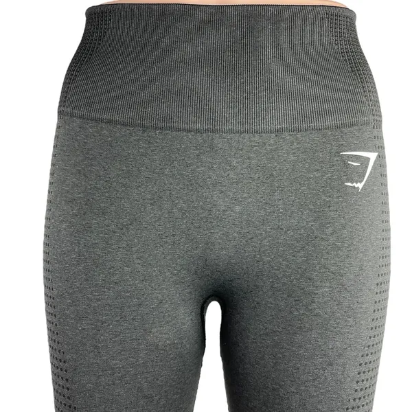 Gymshark Black Mid Rise Logo Stretch Ankle Workout Yoga Athletic Leggings Size S - Image 4
