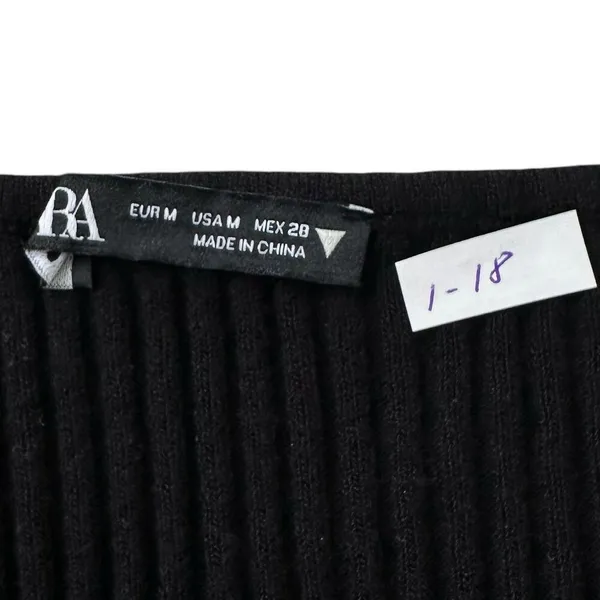Zara Black Stretch Off the Shoulder Knit Crop Top Women Size Medium | 1-18 - Image 2