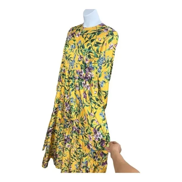 Annah Hariri Yellow Floral Maxi Dress Plus Size 16 Long Sleeve Plaid Sundress - Image 4