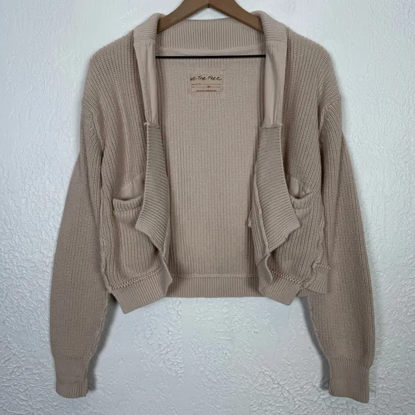 Free People Worn Thru Surplus Cardi Open Front Cropped Slouchy Size XS - Image 2