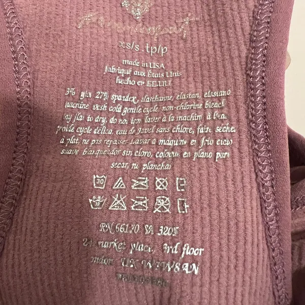 Free People Movement‎ Crop Tank Top Size XS Mauve Ribbed Athletic Athleisure - Image 3