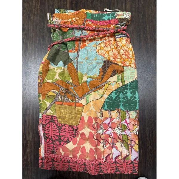 Farm Rio Tropical Print Midi Skirt with Beaded Rope Belt‎ - Size S - Image 4