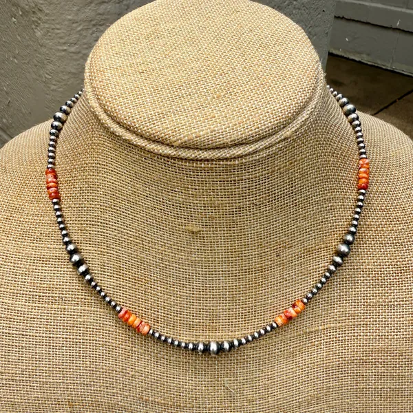 18” 3-6mm Navajo Style Sterling Silver Pearls Necklace - Image 4