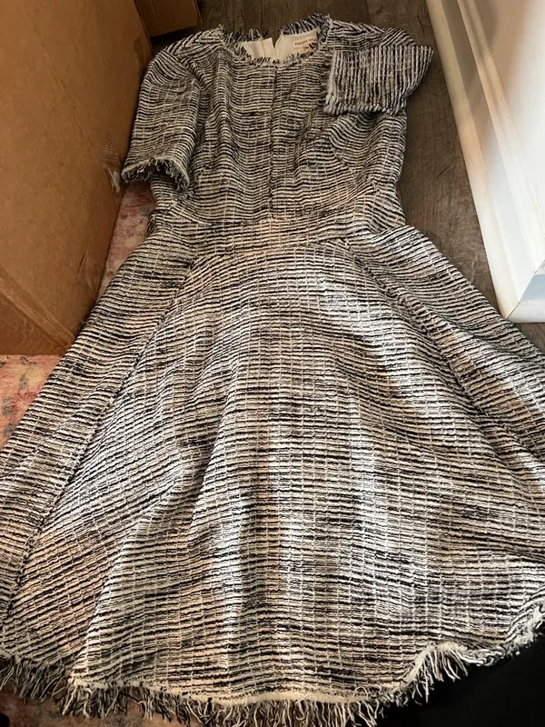 REBECCA TAYLOR Tweed Boucle Fringe‎ tailored dress sz 2 - Image 9