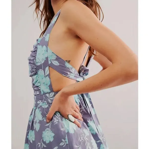 Free People Women's Meet Me In Maui Floral Printed Mini Dress Size Large NWT - Image 3