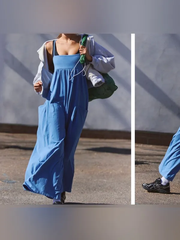 NWT Free People FP Movement Hot Shot Strappy Onesie light cobalt periwinkle - L - Image 5