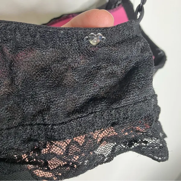 PINK Victoria’s Secret black lace padded bralette size small (D-DD cup) sexy‎ - Image 5