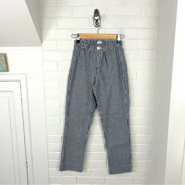 John Galt X Brandy Melville High Rise Gingham Tilden Ankle Cropped Pants Size S - Image 2