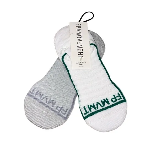 Free People FP Movement Ankle Socks 2-Pack White Gray OS - Image 3