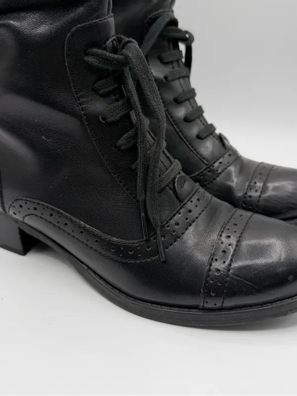 Tommy Hilfiger Black Leather Tall Riding Boots Lace Up Side Zip Women’s 6.5M - Image 2