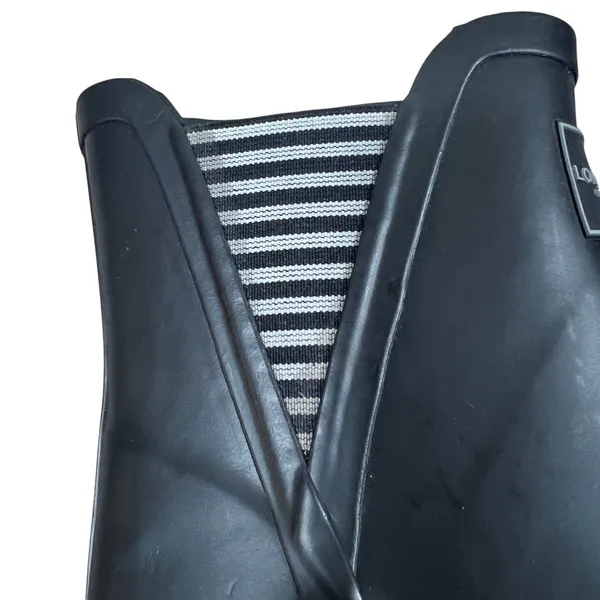 London Fog Piccadilly Striped Rain Boots Black Ankle Rubber Waterproof Size 8M - Image 8