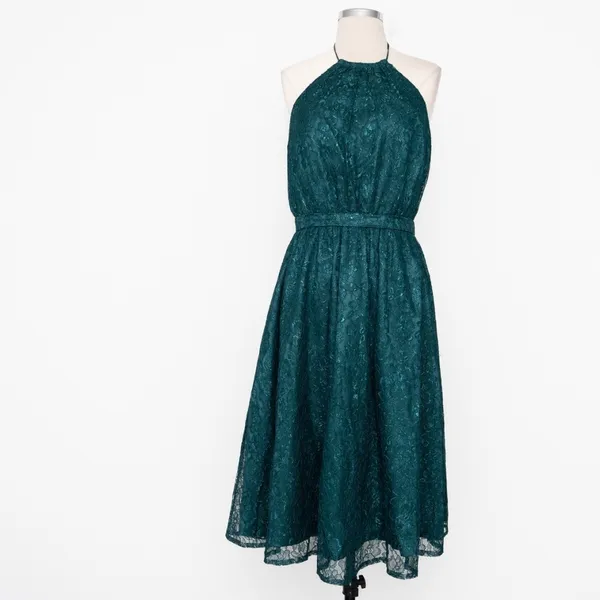 Dress‎ the Population. New! Green Lace Halter Midi Dress. - Image 2