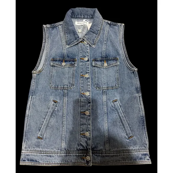 NWT Amanda‎ Uprichard Greyson Denim Vest Rhinestone Button Sleeveless Small $180 - Image 5