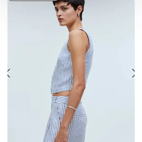 Madewell Scoopneck Crop Tank in 100% Linen in Bluestone Size 2 NWT - Image 3