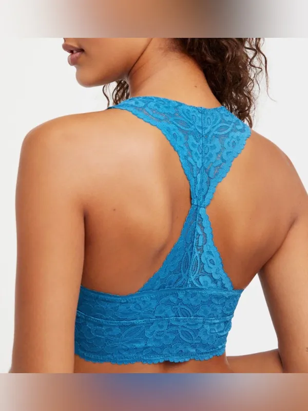 Intimately Free People Galloon Teal Blue Lace Racerback Bralette Size Medium - Image 2