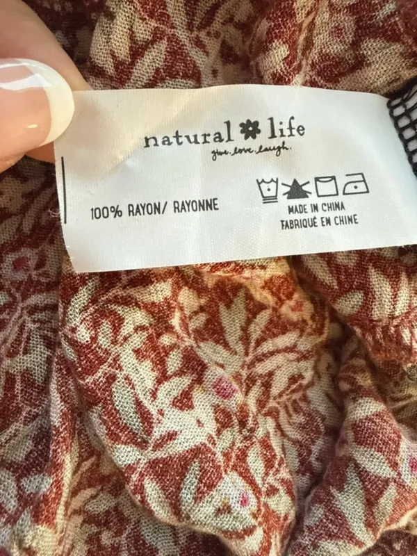 NATURAL LIFE Dusty Rose and Charcoal Floral Tiered Maxi Dress - Image 3
