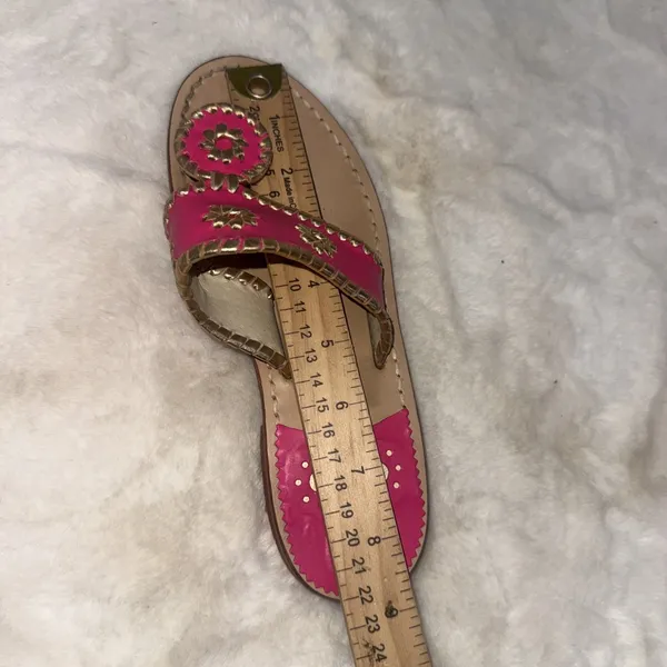 Jack Rogers Pink Gold‎ Leather Preppy Medallion Old Money Sandals Womens Size 5m - Image 12