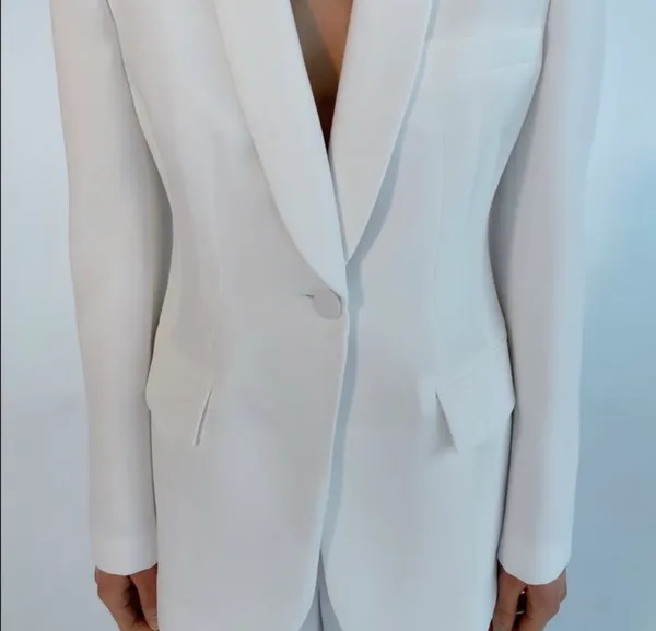 ZARA blazer white waisted tailored tuxado suit jacket - Image 2
