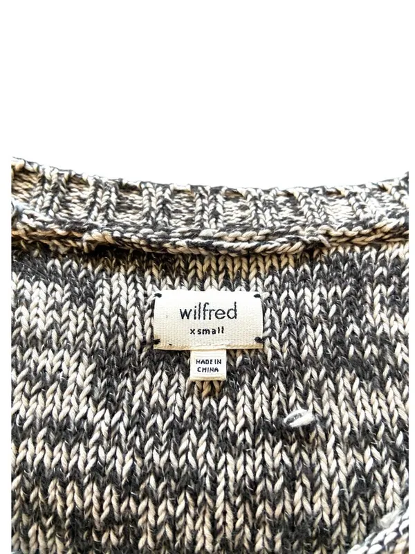 Wilfred Patch Pocket Sweater Beige Size XS Neutral Spring Cropped Casual Boho - Image 3
