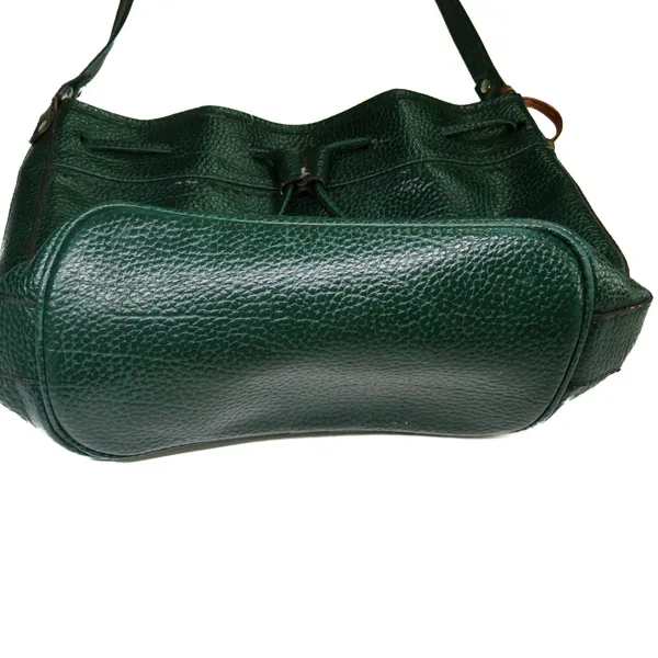1980s Vintage Dooney & Bourke Forrest Green Leather Drawstring Crossbody Bag - Image 5