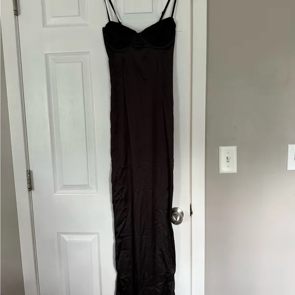 Outcast Lace Corset Tie Black Gothic Maxi Dress - Image 11